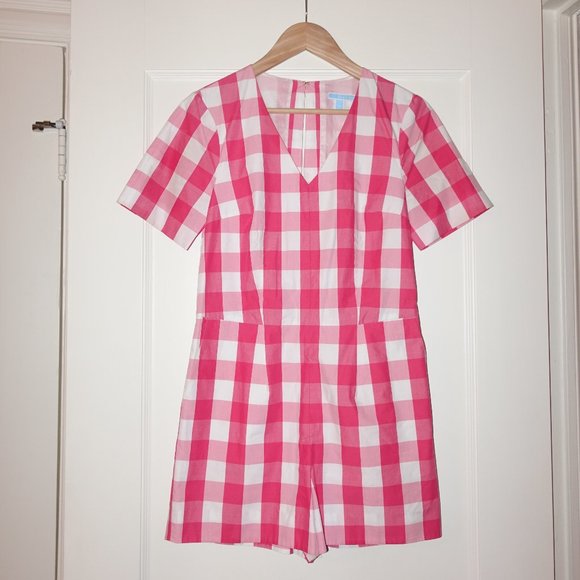 Draper James Pink and White Checkered Romper - Picture 1 of 6